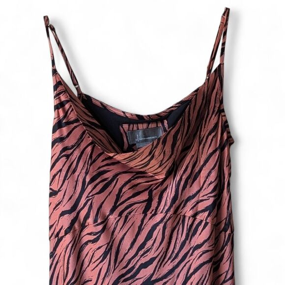 Anthropologie 90s Grunge Elyse Slip Dress Zebra Print Silky Drape Neck Midi Sz S - Picture 6 of 14